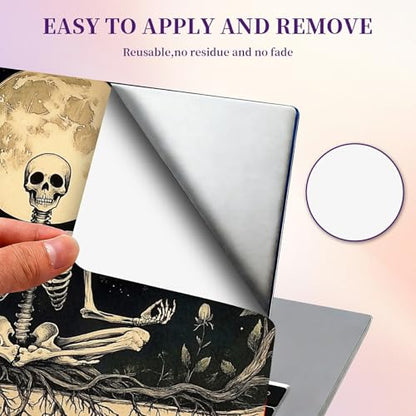 Laptop Skin Sticker Laptop Cover for 12" 13" 13.3" 14" Laptop Stickers,Reusable Skin Sticker Cover Personalized Art Waterproof & Scratch-Resistant Protector Case,Skeleton Skull Moon - color: Skeleton Skull Moon