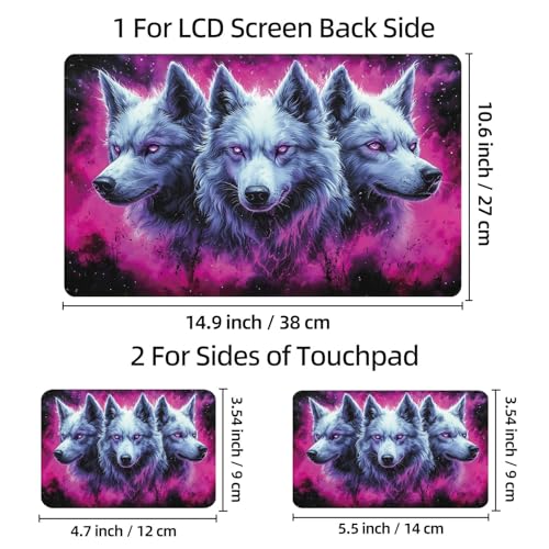 Universal Laptop Skin Sticker Decal, 12"-15.6" Aesthetic Vinyl Wrap, Purple Galaxy Wolf Pack Waterproof Notebook Cover Art Protector for MacBook HP Dell Lenovo, Fits 13" 14" 15" 15.6" - color: Purple Galaxy Wolf Pack