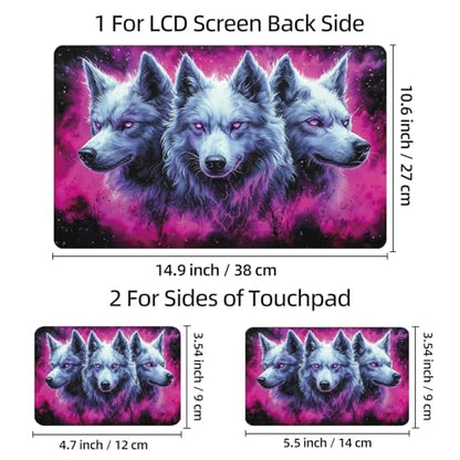 Universal Laptop Skin Sticker Decal, 12"-15.6" Aesthetic Vinyl Wrap, Purple Galaxy Wolf Pack Waterproof Notebook Cover Art Protector for MacBook HP Dell Lenovo, Fits 13" 14" 15" 15.6" - color: Purple Galaxy Wolf Pack