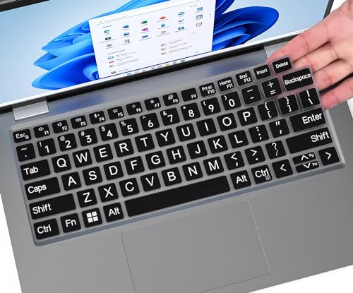 Large Print Keyboard Cover for Dell Latitude 7420 7430 7440 7450 7410 14", Latitude 3440 3450 5450 5440 5420 5430 5431, Latitude 9420 9430 14, Latitude 9510 9520 7520 15" Laptop -Black - color: Black Large Letters