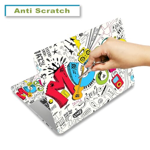 Laptop Decal Sticker Skin Cover, 12" 13.1" 13.3" 14" 15" 15.4" 15.6" Laptop Netbook Vinyl Art Skin Sticker Cover Notebook PC Protector (2 Wrist Pad Included), Removable Reusable, Creativity Music - color: Creativity Music