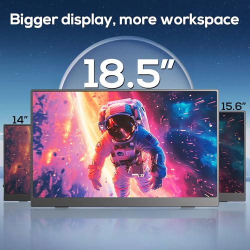 18.5 Inch Portable Monitor, FHD 120Hz IPS HDR 125% sRGB USB-C HDMI External Travel Monitor with Built-in Speakers, VESA Compatible for Laptop MacBook PC Surface PS5 Xbox - size: 18.5-inch