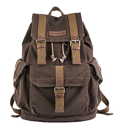 GOOTIUM 21101CF Specially High Density Thick Canvas Backpack Rucksack,Coffee - color: Coffee, size: Large