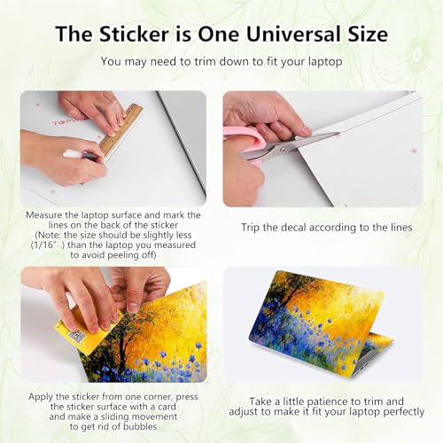 Laptop Skin Sticker Decal, Universal Reusable Vinyl Laptop Cover for 12" 13" 13.3" 14" 15" 15.4" 15.6" Notebook PC, Reusable Waterproof Scratch-Resistant with 2 Wrist Pads,Watercolor Wildflower - color: Watercolor Wildflower