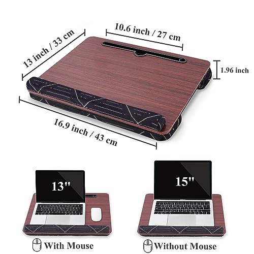 Lap Desk,Fits up to 15.6 inch Laptop Bed Table Computer with Soft Pillow and Storage Bag,Gaming Tray and Writing Tray on Bed for Home Office(2-Light Brown) - color: 2-light Brown