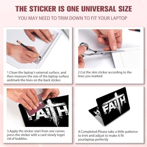 PLIGREAT 15 Inches Laptop Decal Sticker Skin Cover, Cross Faith Art Design Laptop Sticker Decals Fits 12" to 15" Laptops Universal Waterproof Removable, Black White - color: Black White
