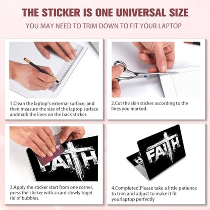 PLIGREAT 15 Inches Laptop Decal Sticker Skin Cover, Cross Faith Art Design Laptop Sticker Decals Fits 12" to 15" Laptops Universal Waterproof Removable, Black White - color: Black White