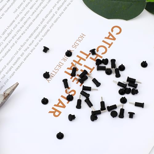 40 PCS 3.5mm Rubber Dust Plugs Caps Protector Anti-Dust Headphone Jack Dust Plugs Cover for Earphone Mobile Phone Laptop Desktop Computer (Black)