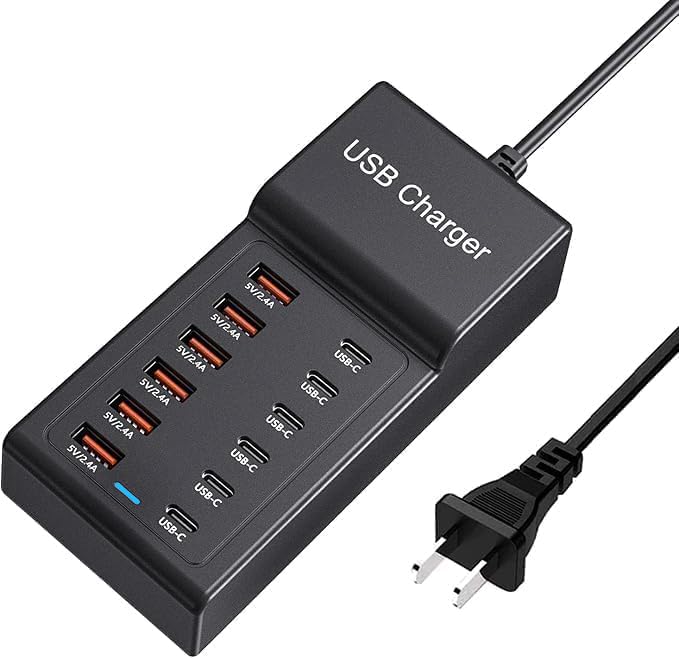 Multi USB Charger USB C Charging Station Block 50W 12 Ports Multiple USB C Hub USB Charging Strip for iPhone 13/14/15/16/Smartphone/Tablet - size: 50W 12 Port B