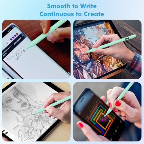 Moko Universal Capacitive Stylus Pencil for Touch Screen, Green | Fast Charging, Power Display, Compatible with Apple iPad/iPhone/Samsung/Lenovo, iOS Android Tablets & All Smartphones - color: Green