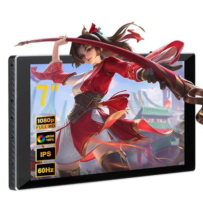 wisecoco 7 inch Portable Monitor 1080P FHD 60Hz Mini Pocket Touchscreen Display USB C HDMI Ultra Thin Lightweight IPS Second Screen Gaming for Raspberry Pi 5/4 PC/Laptop/PS5/XBOX/Switch