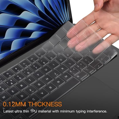CaseBuy Premium MacBook Air 13 M4 Keyboard Cover for MacBook Air 13.6 inch | with M5 M4 M3 Chip A3449 A3240 A3113 2026 2025, TPU Protector Skin, Anti Dust & Spills (Not Fit Air 13 M1 A2179 A2337),Clear - size: MacBook Air 13.6"(2022-2026)