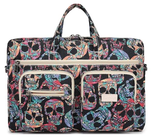 Laptop Shoulder Bag15.6inch women men Waterproof 16inch Computer Bags Women Business Office Work Bag Briefcase 14 inch case - color: Gothic Skull