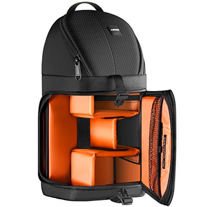 Neewer Professional Camera Case Sling Backpack for Nikon Canon Sony and Other DSLR Cameras and Lens,Tripod,Other Accessories,Durable Waterproof and Tear Proof Bag with Padded Dividers(Orange Interior) - style: Nw-xjb02s