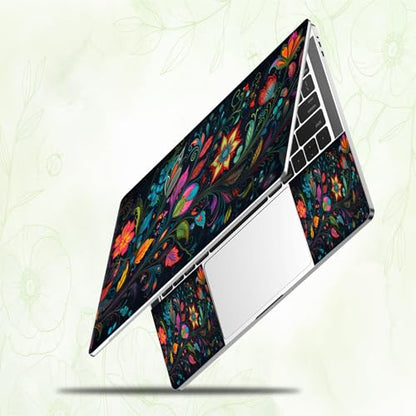 Laptop Skin Sticker Decal, Universal Reusable Vinyl Laptop Cover for 12" 13" 13.3" 14" 15" 15.4" 15.6" Notebook PC, Reusable Waterproof Scratch-Resistant with 2 Wrist Pads,Art Black Flowers - color: Art Black Flowers
