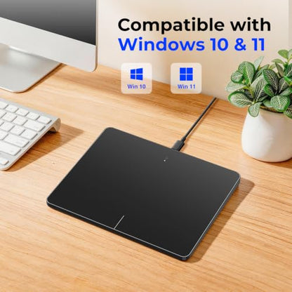 Wired Trackpad for Windows 10/11 – High-Precision Multi-Touch Portable Touchpad Mouse with Multi-Gesture, Ultra-Slim Aluminum Design, Compatibility for PC, Laptop, and Desktop Computers (dark) - color: dark