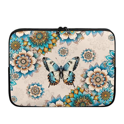 Bohemia Butterfly Flower Laptop Sleeve, Portable Computer Tablet Carrying Case Laptop Cover Briefcase Fits Up to 17 Inch Tablet/Notebook, Travel/Business/School Zipper Laptop Bag - color: Bohemia Butterfly Flower, size: 10 Inch