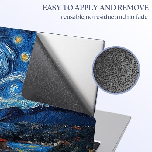 Universal Laptop Skin Sticker Decal,15.6 Inch Laptop Vinyl Cover for 13" 14" 15.6" Laptop,Scratch-Resistant Waterproof Protector Wrap,Reusable with Wrist Pads,Swirl Starry Night Town - color: Swirl Starry Night Town