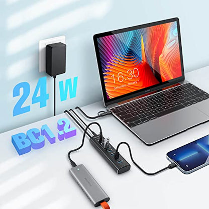 7-Port USB 3.2/USB C Hub with 10Gbps USB-A 3.2, 2 USB-C 3.2, 4 USB 3.0 Ports + 4 Ports USB A/USB C Hub 10Gbps