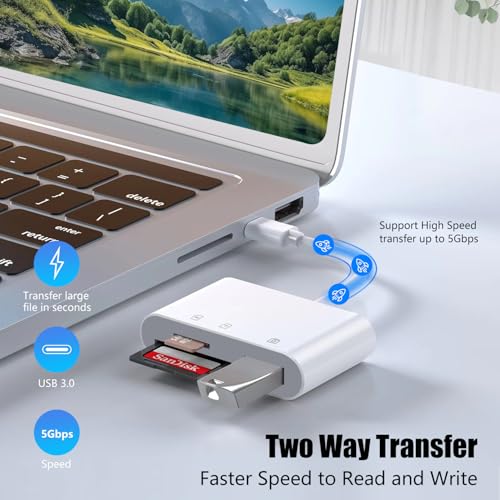 USB C SD Card Reader | iPhone 15 16, iPad, Mac - size: 3Slots