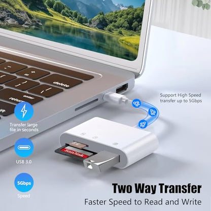 USB C SD Card Reader | iPhone 15 16, iPad, Mac - size: 3Slots