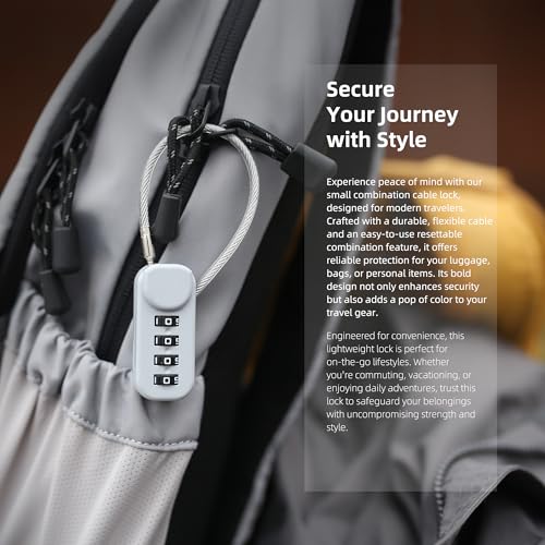 Small Combination Padlock, Cable Locks with Combination, Candados para Locker, Combo Cable Lock for Luggage, Suitcase, Gym Locker, Backpack Zipper, Cabinet, Mailbox, Helmet, Travel Safe - color: Gray+Gray