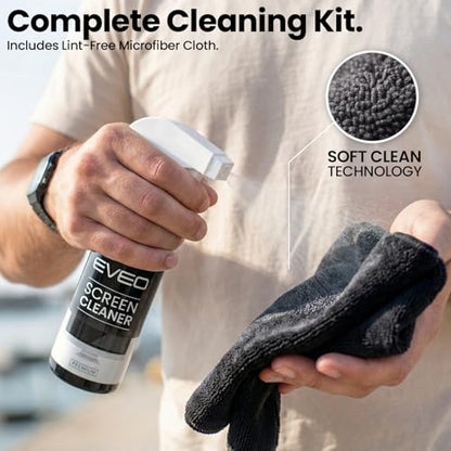 EVEO® Screen Cleaner Spray Kit (Streak-Free) TV Screen Cleaner for Smart TV, LCD, LED, OLED | Computer Screen Cleaner Spray and Wipe Microfiber Cloth - TV, Monitor, Laptop, iPad, Car - 6.7oz 2 Pack - size: 2 Pack