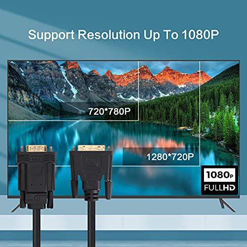 VCOM Male VGA to DVI Cable with Power, 6FT VGA to DVI-I Cable with USB,Gold Plated with Chip, Active Adapter Converter Cable for PC Laptop DVD Monitor HDTV Projector