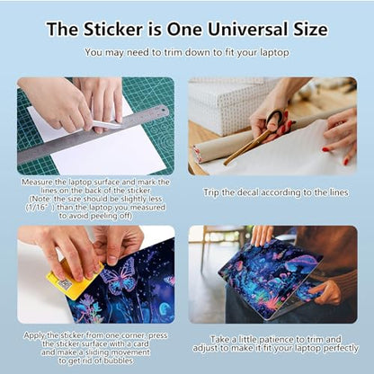 Universal Laptop Skin Sticker with 2 Wrist Pad Skins, Waterproof Scratch Resistant Vinyl Laptop Cover Decal, Cut to Fit for 11–15.6 Inch MacBook HP Dell Lenovo, Blue Mushrooms - color: Blue Mushrooms