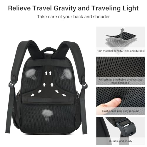 MILADA Travel Backpack For Men Laptop Backpack Women Business Carry On Backpack Airline Approved Fits 16.5 Inch Laptop Bag Work Backpack, Black