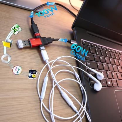 Small USB C HUB 3-in-1 USB Adapter for Laptop Network Real-Time Streaming Media Suitable for Carrying on Business Trips/Travels. - color: 2pack Red