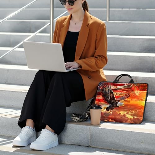 Laptop Bag,14 15 15.6 inch Laptop Case Sleeve,Computer Sleeve with Handle for Women Men,Carrying Case for MacBook,Dell,Lenovo,Notebook Computer,Eagle Flag Sunset - color: Eagle Flag Sunset