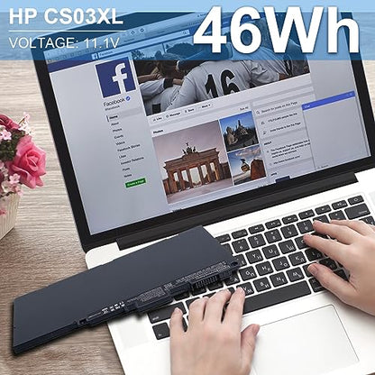 TREE.NB CS03XL Battery for HP Elitebook 745 G3 745/755/840/850, G4 755/840/850/ZBook 15u, G3 P/N: HSTNN-UB6S HSTNN-IB6Y 800231-141 800513-001 800231-1C1 CS03046XL - size: 7.79x4.05x0.27inch CS03XL