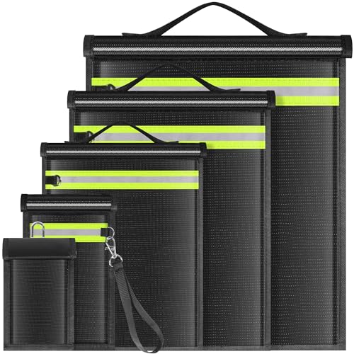 5 Pack Faraday Bags EMP Proof,Faraday Bags for Laptops Tablets Phones Car Keys,Faraday Cage with Handle&Reflective Strip,EMP bags Faraday Pouch for Electronics Fireproof Waterproof - size: 5 Pack XS-XL(Up to Laptop)