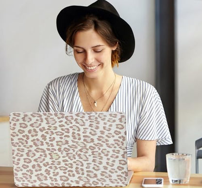 for MacBook Neo Case 13-inch 2026 A3404, White Leopard Print | Textured Cheetah Leather Laptop Cover with Logo Cutout, Slim Two-Piece Snap On Shell Includes Matching Keyboard Cover - color: Leopard White