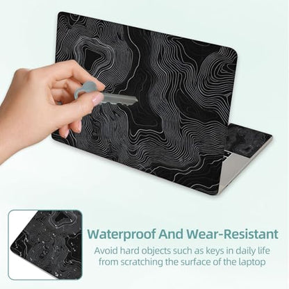 Universal Laptop Skin Decal, 3-Piece Vinyl Protector for 12 13 14 15.6" Notebook, Waterproof Anti-Scratch, Easy Trim & Bubble-Free Finish, Topographic Map Bold Lines - color: Topographic Map Bold Lines