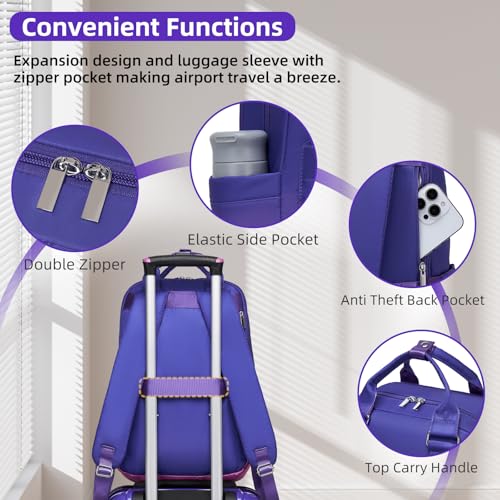 LARVENDER Carry on Luggage Sets 3 Piece, 20 Inch Suitcases, Midnight Berry | 22x14x9 Airline Approved, Gradient PC+ABS Hardshell, Smooth 360° Wheels, TSA Lock, 3-Piece Set with Color-matched Backpack - color: Midnight Berry-20BP, size: 3 Piece Set (Backpa