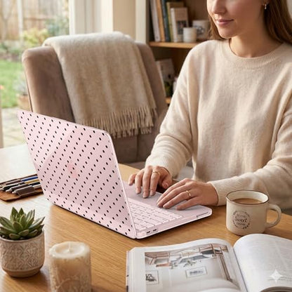 for MacBook Neo 13 Inch Case 2026 (Model A3404, A18 Pro chip), Stylish Pattern Protective Hard Shell with Screen Protector, Keyboard Cover & USB-C Adapter - Blush Polka Dots - color: Blush Polka Dots