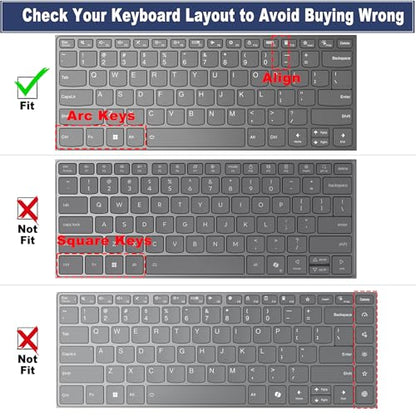 Keyboard Cover for Lenovo Yoga 5i 7i 14" 2-in-1, Lenovo Flex 5 14", Ideapad 5/5i 14", Lenovo Slim 7 9 14", IdeaPad Flex 5 5i 14, Ideapad Pro 5/Pro 5i 14, IdeaPad Slim Pro 5i 7i, ThinkBook 14 G2 G3 - color: BLACK