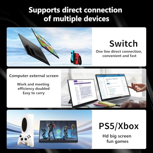 cjc 15.6" FHD Portable Touch Screen Monitor with Kickstand - USB C HDMI External Travel Display for Laptop, Phone, Gaming Console, Second Screen (15.6“ 60Hz) - size: 15.6“ 60Hz