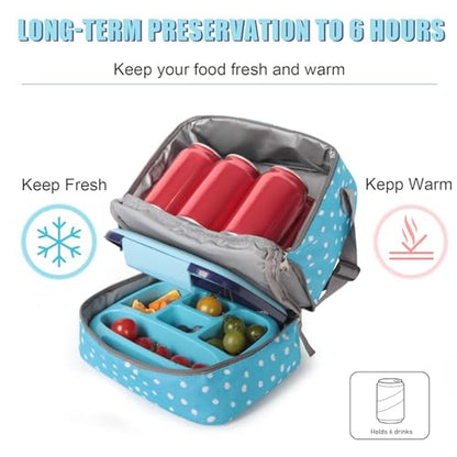 Tilami Rolling Backpack for Kids 19 inch with Lunch Bag Wheeled Laptop Backpack,Blue - color: Blue