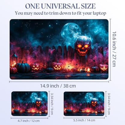 Universal Laptop Skin Sticker Decal,15.6 Inch Laptop Vinyl Cover for 13" 14" 15.6" Laptop,Scratch-Resistant Waterproof Protector Wrap,Reusable with Wrist Pads,Skull Pumpkin Night - color: Skull Pumpkin Night