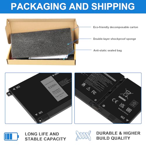 H5CKD Battery Replacement for Dell Inspiron 5400 5406 7405 7300 7306 7500 7506 2-in-1 Silver 5300 5301 5401 5402 5408 5409 5501 5502 5508 5509 Series Latitude 3410 3510 Vostro 5300 5301 7T8CD 53Wh15V - color: H5CKD
