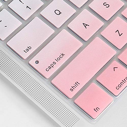 ProElife Keyboard Cover Skin for 2021 2020 MacBook Air 13 Inch (MODLE A2179 and A2337 Apple M1 Chip, U.S Layout) with Touch ID Keyboard Accessories Ultra Thin Silicone Protector (Light Pink Ombre) | Light Pink Ombre, U.S. Layout, Non-interference Design f