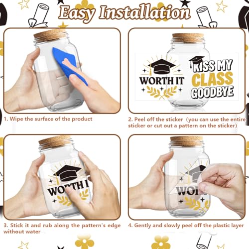 Peacoblue UV DTF Cup Wraps Transfer Stickers Graduation Season Pattern, 10 Sheets Waterproof Custom Vinyl Transfer Sticker 16oz Coffee Glass Cup Tumbler Bottle Mug Decals for Men Women - style: Graduation Season