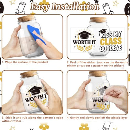 Peacoblue UV DTF Cup Wraps Transfer Stickers Graduation Season Pattern, 10 Sheets Waterproof Custom Vinyl Transfer Sticker 16oz Coffee Glass Cup Tumbler Bottle Mug Decals for Men Women - style: Graduation Season