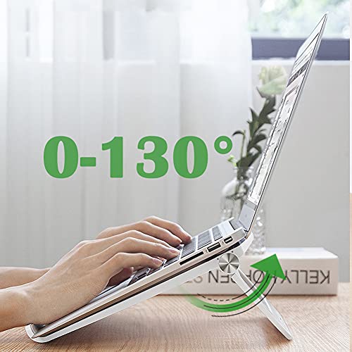 Laptop Stand for Desk Stable Foldable Adjustable Multi-Angle Computer Desktop Holder Ventilated Lapdesks Riser for Mackbook, Lenovo, Dell, iPad, HP - Within 17' (White) - color: white