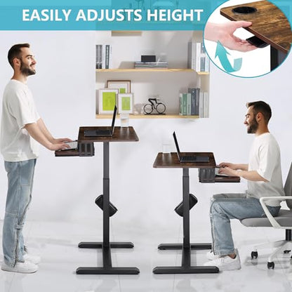 ETHU Overbed Table with Wheels, Upgrade Medical Table with Drawer, Hospital Bed Table, Workstation Desk, Adjustable Overbed Bedside Rolling Laptop Desk, Walnut - color: Walnut