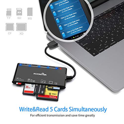 USB3.0 Multi-Card Reader, SD/TF/CF/Micro SD/XD/MS 7 in 1 Fast 5Gbps Memory Card Reader/Writer/Hub for SD SDXC SDHC CF CFI TF Micro SD Micro SDXC Micro SDHC MS MMC UHS-I Cards,for Windows/Linux/Mac OS - color: Black
