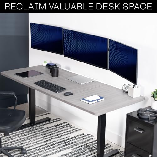 VIVO Premium Triple Monitor Wall Mount for 3 Screens up to 22 lbs, Fits up to 38 inch Ultrawides on Center Bracket, Adjustable Telescoping Arms, Flush Wall Setup, Black, MOUNT-TS03C - size: up to 38", style: Triple mount